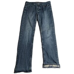 prAna Flannel Lined Jeans Womens 4 Blue Straight Leg Winter Warm Denim Pants